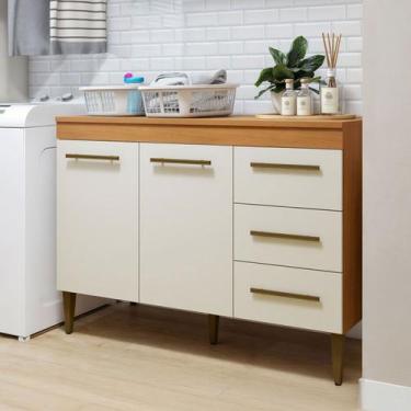 Imagem de Armário Multiuso Petrópolis 2 Portas 3 Gavetas Nature/Off White - Kaik