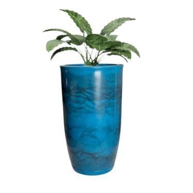 Imagem de Vaso Grande Polietileno Plantas Marmorizado Jardim Varanda 48cm (Azul Petróleo)