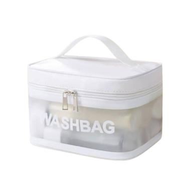 Imagem de Necessaire Bolsa Portátil Transparente Impermeável Para Viagem Cosméticos Multifuncional branco unissex