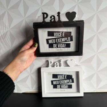 Imagem de Porta retrato de plástico personalizado para pai branco preto 10x15 ho