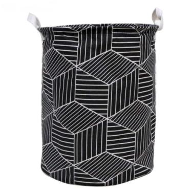 Imagem de Cesto De Roupa Suja Organizador de Brinquedos Dobrável(Losango Preto)
