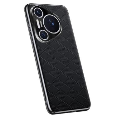 Imagem de HAO RIYLN Capa de couro para Huawei Pura 80 Ultra/80 Pro+/80 pro/80, à prova de choque, retrô, ultrafina, proteção para câmera, capa macia galvanizada, preta, 80 Pro