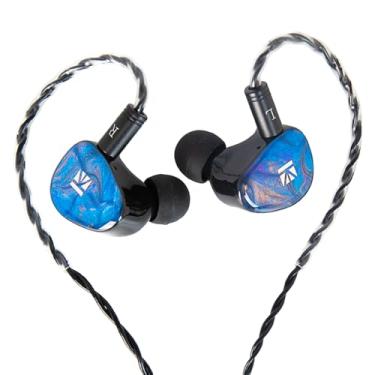 Imagem de EZ EAR KBEAR KB02 Fones de ouvido intra-auriculares com fio, condução óssea, driver dinâmico, híbrido, HiFi IEM intra-auricular, fones de ouvido para jogos para músicos cantores (azul)