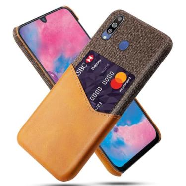 Imagem de Capa para Samsung Galaxy M30,Tela e tampa de couro PU,Anti-deslizante,Resistência à impressão digital,Caso de proteção de 360°com 1 slot de cartão atrás-Brown