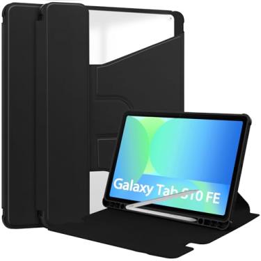 Imagem de YRH Capa protetora para Galaxy Tab S10 FE de 10,9 polegadas 2025, suporte giratório 360 com suporte de caneta para tablet Samsung S10 FE/S9 FE 10,9 polegadas (preto)