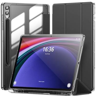 Imagem de INFILAND Capa para Samsung Galaxy Tab S9+ Plus / S9 FE+ Plus / S10+ Plus de 12,4 polegadas com suporte para S Pen, capa protetora fina e transparente suporta despertar/hibernar automaticamente (preto)