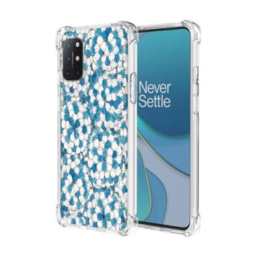 Imagem de JDYGWK Capa para Oneplus 8T 1+ 8T estampa floral transparente, silicone TPU macio, fina, à prova de choque, capa protetora antiarranhões para Oneplus 8T, azul branco floral