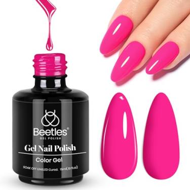 Imagem de Esmalte Beetles Pink Gel – Ano 2 Quilo 15 ml Esmalte em gel, 1 peça de cores rosa choque, lâmpada LED UV de imersão para manicure salão de beleza DIY design de unhas para meninas