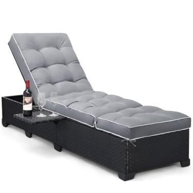 Imagem de Tycdiose Almofada de espreguiçadeira para ambientes externos, antiderrapante, à prova d'água para móveis de exterior, almofada de espreguiçadeira de piscina espessa, 76,4 x 22,8 x 4,7 polegadas, cinza