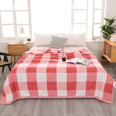 Imagem de Edredom Queen Size Completo Estilo Treliça Design Colcha Fofa Macia Cobertor Fino De Verão Lavável à Máquina Confortável Respirável Pode Dormir Aquecido Para Todas As Estações, D, 180x200cm