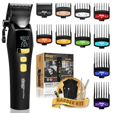 Imagem de DSP Clipper de cabelo para homens profissionais, Lâmina de cerâmica revestida DLC sem fio, 9000RPM ajustável de cinco velocidades, Ferramenta de corte de cabelo para barbeiros, com plug and play de luz indicador, Preto