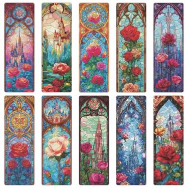 Imagem de 10 peças de marcadores de livro de flores de PVC transparente, fosco fosco, para mulheres, meninas, leitoras e amantes de livros (15 x 5 cm)