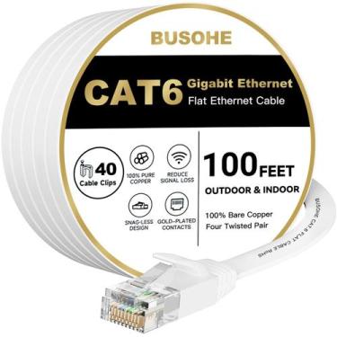 Imagem de Cabo Ethernet BUSOHE Cat6 100m branco para Gigabit RJ45