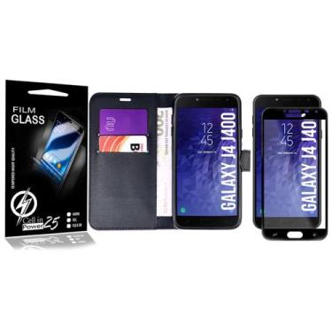 Imagem de Capa Carteira + Película De Vidro 3D compatível Galaxy J4 J400 5.5 - C