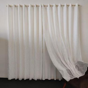 Imagem de Cortina Luxuosa Bordada Voil Forro Microfibra Leve 4,00x2,50 - Salvate