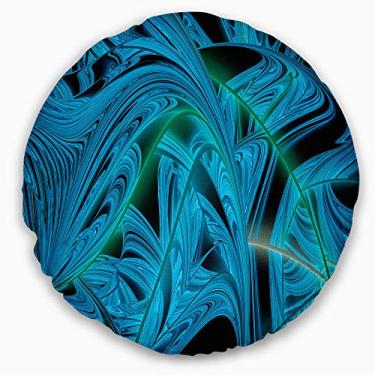 Imagem de Design azul inverno padrão fractal sala de estar redonda, sofá, almofada de alta qualidade + capa de almofada impressa em ambos os lados 40 cm