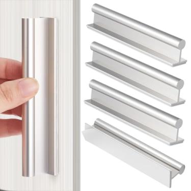 Imagem de Yaocom 4 maçanetas autoadesivas de tela deslizante de 11 cm para armários armários porta de chuveiro deslizante fácil de instalar sem parafusos, descascar e colar em vidro, madeira, metal, plástico