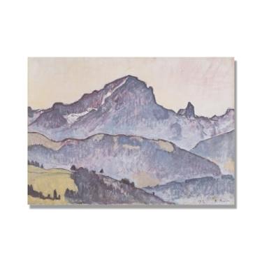 Imagem de Pinturas a óleo famosas, (paisagem 22) por Ferdinand Hodler, reprodução impressa em tela, arte de cenário para decoração de sala de estar. Somente tela de 60 x 84 cm - 23,6 x 33,1 pol