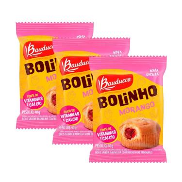 Imagem de Kit 3 Bolinho Bauducco Sabor Baunilha com Recheio de Morango 40g