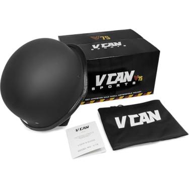 Imagem de VCAN Capacete de motocicleta estilo alemão boné fino de caveira metade para adultos homens mulheres capacete retrô metade rosto para cruiser scooter chopper, aprovado pelo DOT