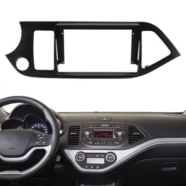 Imagem de Painel de Fáscia de Rádio de Carro Preto para Picanto 2011-2017, 9 Polegadas 2 Din Car Stereo Radio Fascia Ajuste Preciso Substituição Estrutura do Painel de Navegação (Com