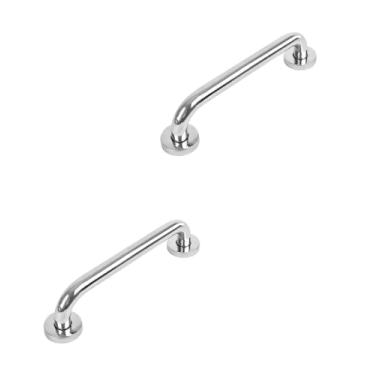 Imagem de Kit 02 Suporte Alça de Segurança Barra de Apoio Deficiente/Idoso Para Banheiro Aço Inox Polido 30cms
