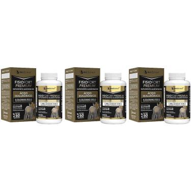Imagem de 3x FisioFort Premium - Colageno tipo 2 + Acido Hialuronico + Zinco + Vitamina E - 60 Capsulas-Unissex