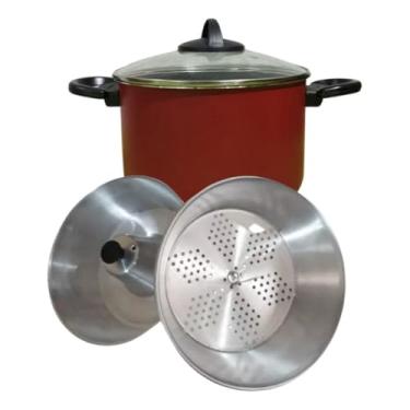 Imagem de Conjunto 3 em 1 de Panelas Multiuso Antiaderentes com Legumeira e Forma de Pudim – Cozinha Saudável e Versátil (Vermelho)