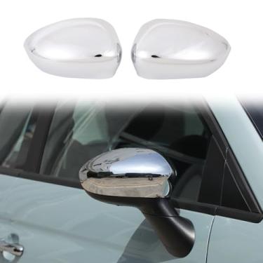 Imagem de Acabamento da capa do espelho retrovisor da porta do carro compatível com Fiat 500 2009-2024, ABS lado externo retrovisor capa decoração substituir acessórios externos (luz brilhante)