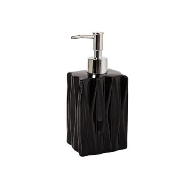 Imagem de Dispensador de sabão Dispensador de loção cerâmica com grande capacidade 450 ml, gel banho, shampoo e sabonete para hotel(Preto)