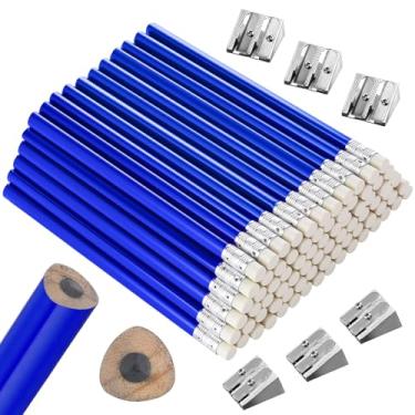 Imagem de Fainne Conjunto de 102 lápis grossos e grossos, 96 lápis grandes gigantes grandes e 6 apontadores para crianças pequenas, iniciantes, pré-escolares, jardim de infância, escola, sala de aula (azul