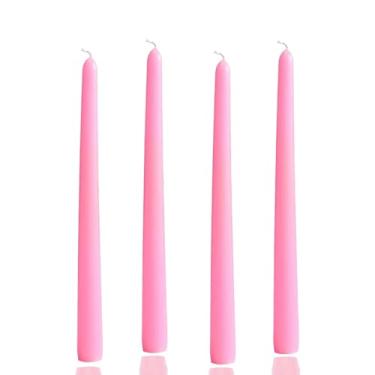 Imagem de Conjunto de 4 velas cônicas rosa de 25,4 cm, castiçais altos, para jantar, casamento, decoração de casa, decoração de cozinha, Natal, Halloween (rosa, 25,4 cm)