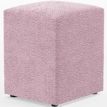 Imagem de Puff Quadrado Decorativo Sala De Estar L02 Bouclê Rosê - Lyam Decor