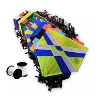 Imagem de 10 Pipas De 45cm Bambu 20m Rabiola 2 Linhas - ARV