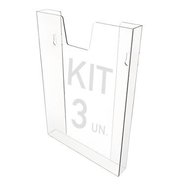 Imagem de Kit 3 Displays Porta Folha Prontuário Parede A4 Acrílico Ps