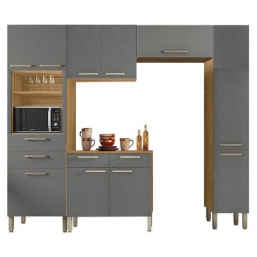 Imagem de Cozinha Modulada Ametista Com Balcão De Cozinha Nala Freijó Gris - Kits Paraná