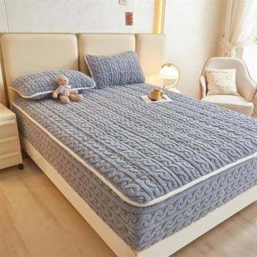 Imagem de Jogo de lençol com elástico alto, extramacio, respirável, colcha, de veludo, quente, de flanela felpuda, cinza, 150 x 200 cm