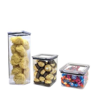 Imagem de Kit 3 Potes Hermeticos Porta Mantimentos 3Tamanhos Qualyplas