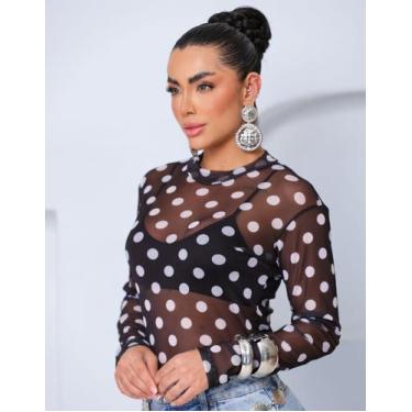 Imagem de Blusa Feminina Tule Poá Segunda Pele - Kickoff, Preto, XG