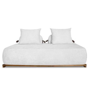 Imagem de Sofá 2 Lugares 160cm Ilha Base Madeira Viero S06 Boucle Branco - Mpozenato