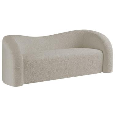 Imagem de Sofá Curvo 3 Lugares Orgânico Sala Recepção Escritório Coréia 180cm Linho Cor Bege