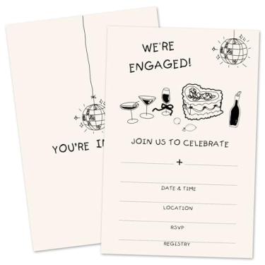 Imagem de ZARYFANCHY Convites de festa de noivado - Estamos envolvidos - 25 convites de preenchimento em branco com envelopes, convites de recepções de noivado para Sr. e Sra, lembrancinhas de festa e