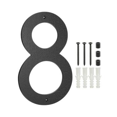 Imagem de PATIKIL Números de casa de 30,5 cm para o exterior, número 8 ABS textura de plástico flutuante número de casa moderna caixa de correio números de porta com kit de unhas para rua residencial ao ar