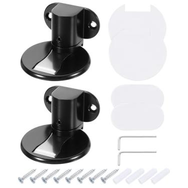 Imagem de uxcell 2 peças de batente magnético de porta, batente de porta de piso magnético silencioso, trava de porta de chão ajustável com fita adesiva e parafusos de absorção de choque para quarto,