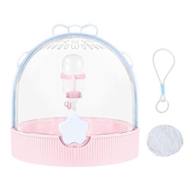 Imagem de Rrlihjgu Pequena Gaiola Para Hamster,Caixa de Viagem Para Hamster Coelho | Case Transporte Animal Portátil Com Garrafa Água,Para Coelho Pássaro Gerbil Camping Viagem Férias Passeio