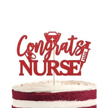 Imagem de Congrats Nurse Cake Topper - Enfermeira Enfermeira Decorações de Festa de Enfermagem Decoração de Bolo Sobrevivente Escola de Enfermagem, Congrats BSN RN Decoração de Bolo de Formatura - Decorações de
