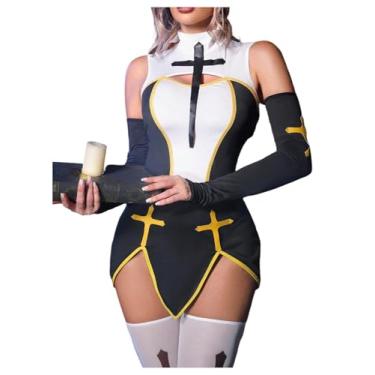 Imagem de WDIRARA Conjunto de lingerie feminina de 3 peças de fantasia de marinheiro cosplay listrado com shorts, Cruz preta e branca, Large