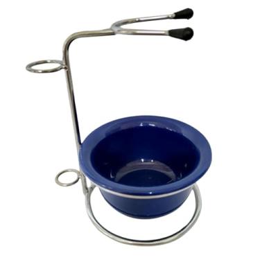 Imagem de Generic Kits de barbear molhados, suporte de escova de barbear com tigela, ferramentas de limpeza facial masculinas portáteis para economia de espaço para, Azul