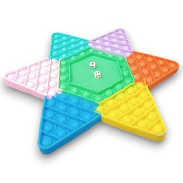 Imagem de Pop It Fidget Toys Brinquedo Anti-stress Jogo Tabuleiro Grande Estrela Colorido c/ 2 Dados Game Brinquedo Xadrez Sensorial Antistresse Autismo