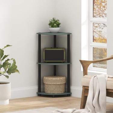 Imagem de Furinno Prateleira de canto Turn-N-Tube, estante de canto de 3 camadas, prateleiras de armazenamento com prateleiras abertas, para organização e armazenamento, sala de estar, escritório em casa